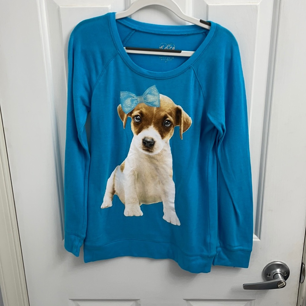 Girls blue long sleeve with a puppy on it size 10